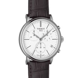 Tissot Carson Premium Chronograph White Dial Brown Leather Strap Watch For Men - T122.417.16.011.00