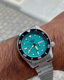 Seiko 5 Sports SKX Midi Automatic Teal Dial Silver Steel Strap Watch For Men - SRPK33K1