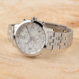 Tissot T Sport PRC 200 Chronograph White Dial Silver Steel Strap Watch For Men - T114.417.11.037.00