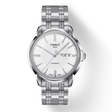 Tissot Automatics III Day Date White Dial Silver Steel Strap Watch For Men - T065.430.11.031.00