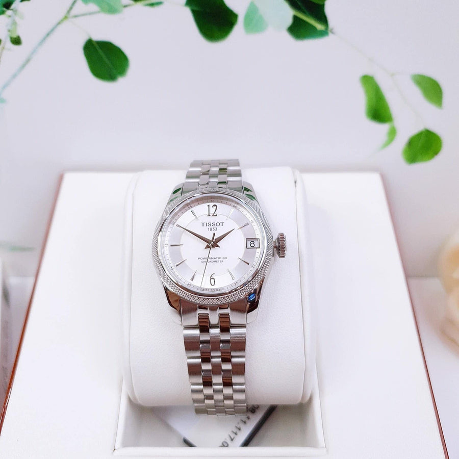 Tissot Ballade Powermatic 80 Automatic Mother of Pearl Dial Silver Steel Strap Watch For Women - T108.208.11.117.00