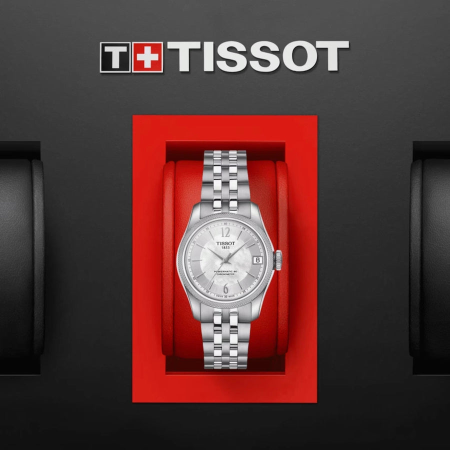 Tissot Ballade Powermatic 80 Automatic Mother of Pearl Dial Silver Steel Strap Watch For Women - T108.208.11.117.00