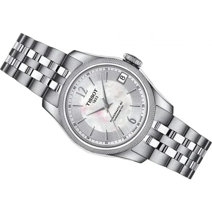 Tissot Ballade Powermatic 80 Automatic Mother of Pearl Dial Silver Steel Strap Watch For Women - T108.208.11.117.00