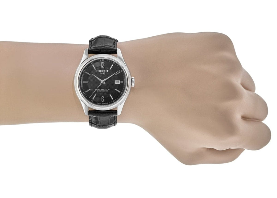 Tissot Ballade Powermatic 80 Cosc Black Dial Black Leather Strap Watch For Men - T108.408.16.057.00