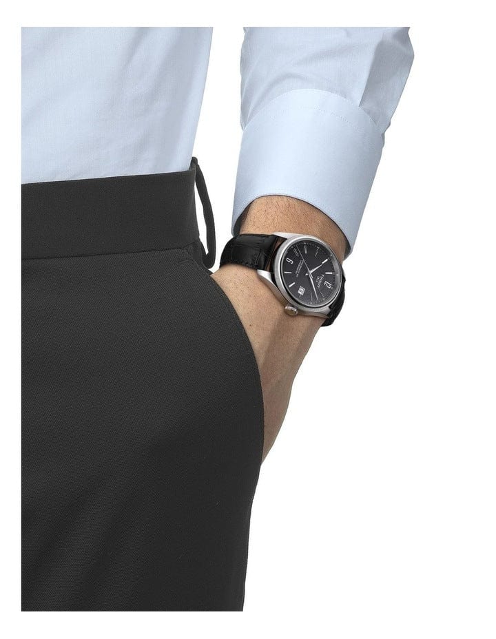 Tissot Ballade Powermatic 80 Cosc Black Dial Black Leather Strap Watch For Men - T108.408.16.057.00