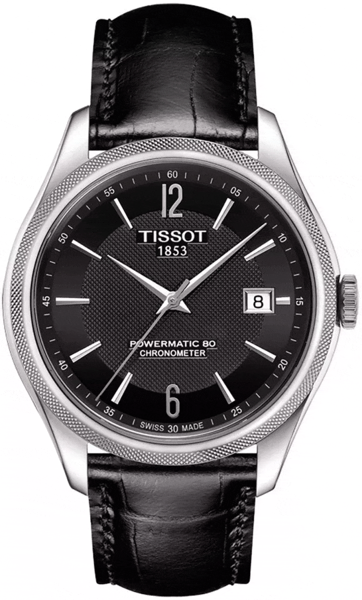 Tissot Ballade Powermatic 80 Cosc Black Dial Black Leather Strap Watch For Men - T108.408.16.057.00