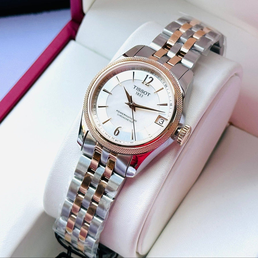 Tissot Ballade Powermatic 80 Mother of Pearl Silver Dial Two Tone Steel Strap Watch For Women - T108.208.22.117.00