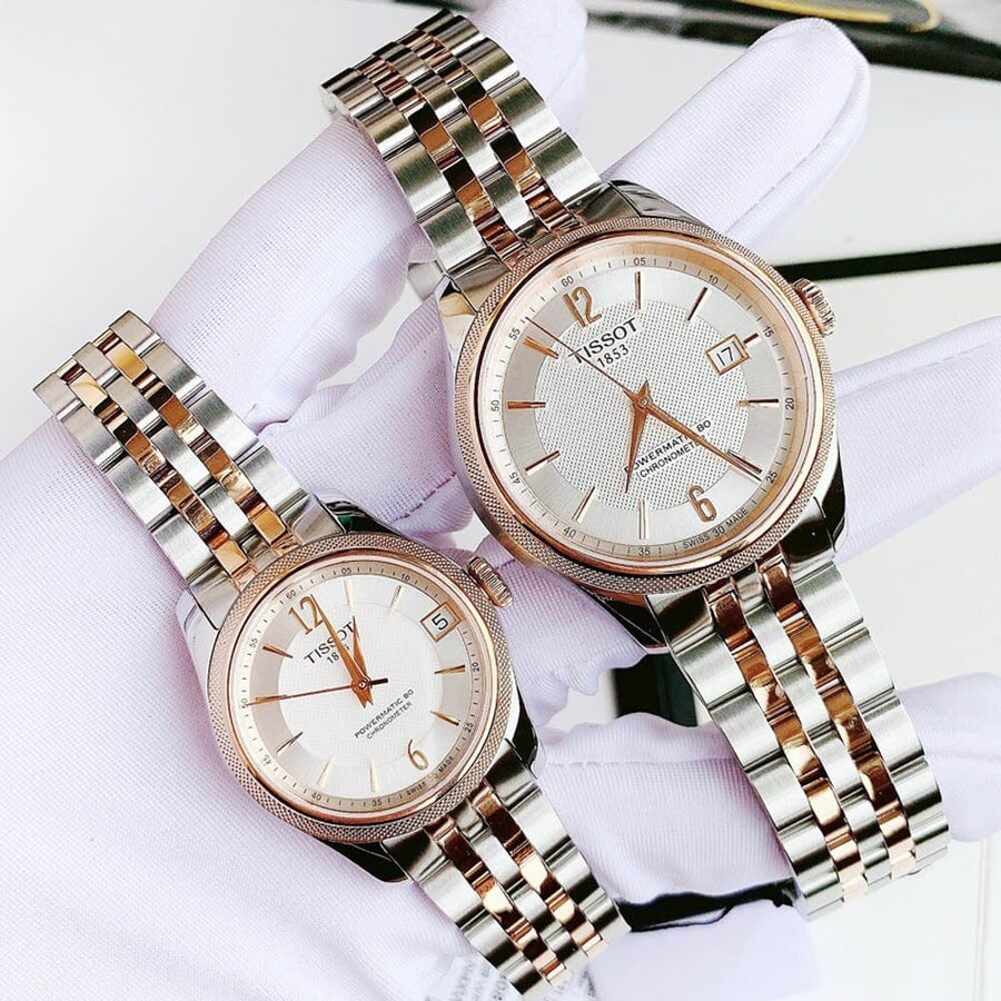 Tissot Ballade Powermatic 80 Mother of Pearl Silver Dial Two Tone Steel Strap Watch For Women - T108.208.22.117.00