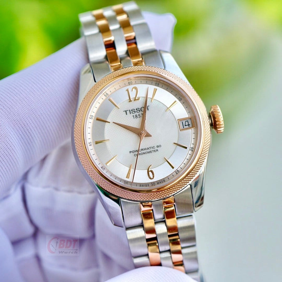 Tissot Ballade Powermatic 80 Mother of Pearl Silver Dial Two Tone Steel Strap Watch For Women - T108.208.22.117.00