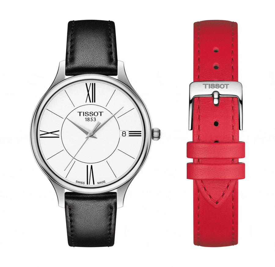 Tissot Bella Ora Round White Dial Black Leather Strap Watch For Women - T103.210.16.018.00