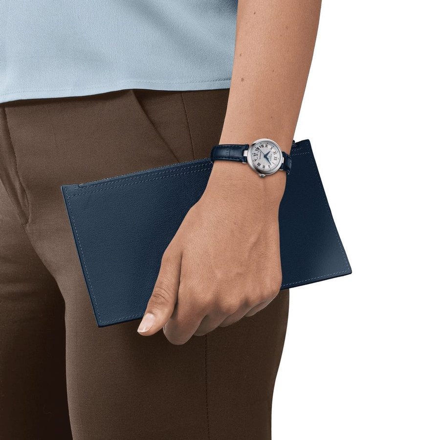Tissot Bellissima Automatic Silver Dial Blue Leather Strap Watch For Women - T126.207.16.013.00