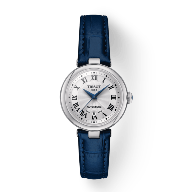 Tissot Bellissima Automatic Silver Dial Blue Leather Strap Watch For Women - T126.207.16.013.00