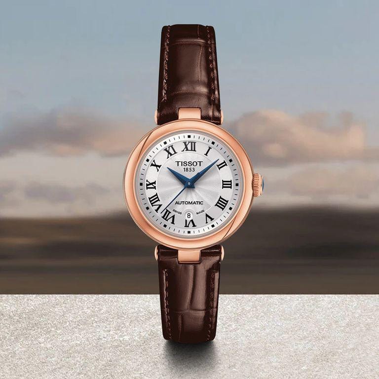 Tissot Bellissima Automatic Silver Dial Brown Leather Strap Watch For Women - T126.207.36.013.00