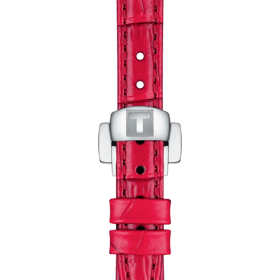 Tissot Bellissima Small Lady Diamonds Mother of Pearl Dial Red Leather Strap Watch For Women - T126.010.66.113.00
