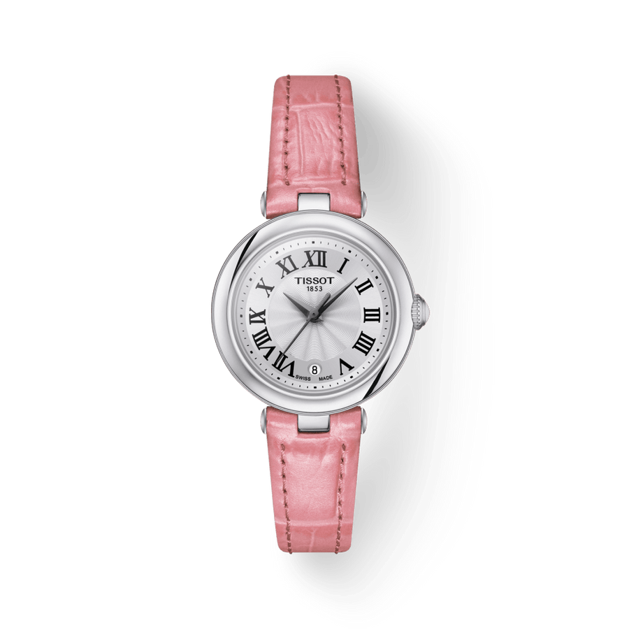 Tissot Bellissima Small Lady Silver Dial Pink Leather Strap Watch For Women - T126.010.16.013.01