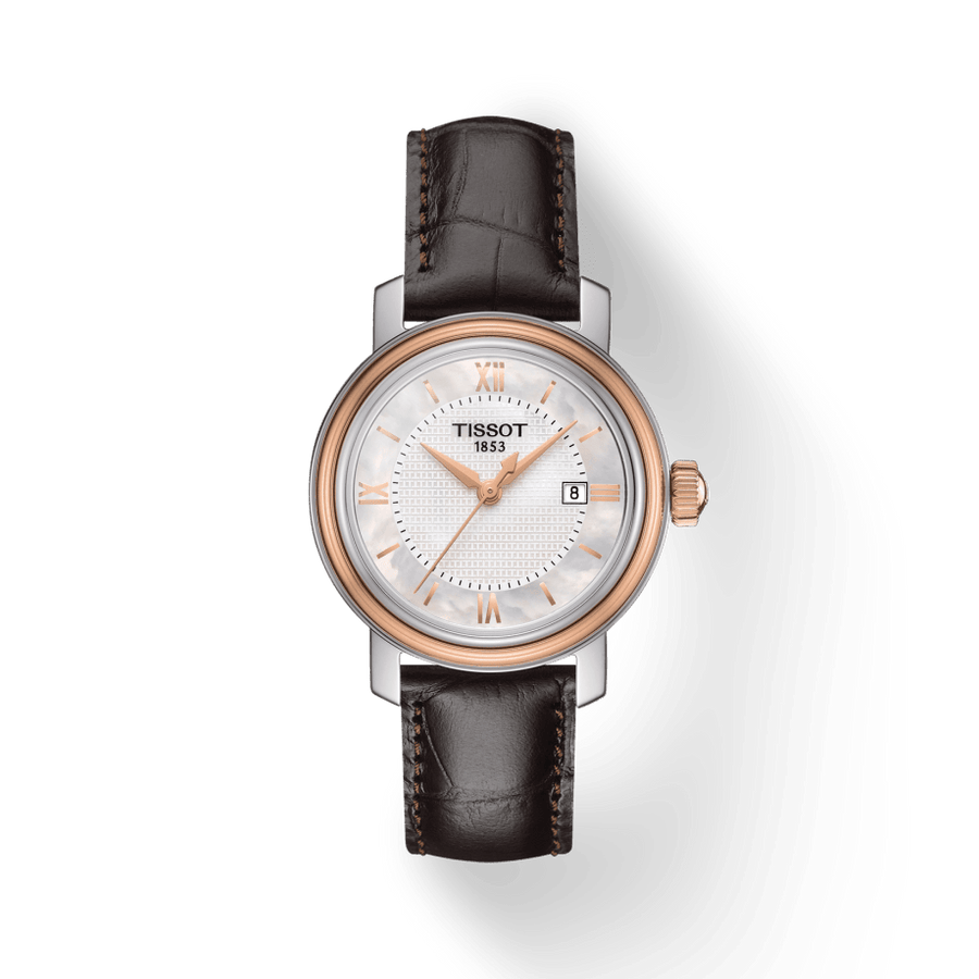 Tissot Bridgeport Lady White Dial Brown Leather Strap Watch For Women - T097.010.26.118.00