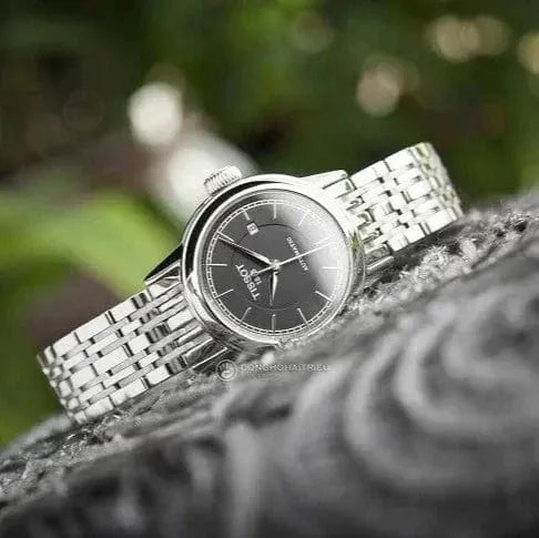 Tissot Carson Automatic Black Dial Silver Steel Strap Watch For Women - T085.207.11.051.00