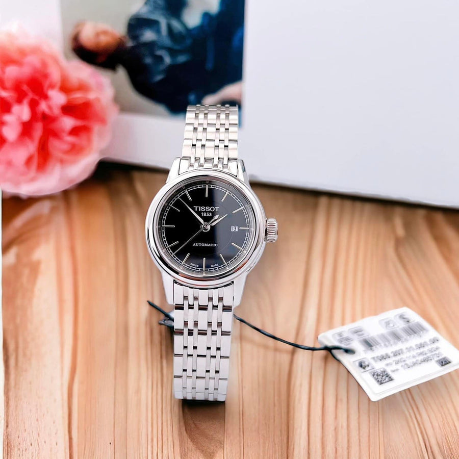 Tissot Carson Automatic Black Dial Silver Steel Strap Watch For Women - T085.207.11.051.00