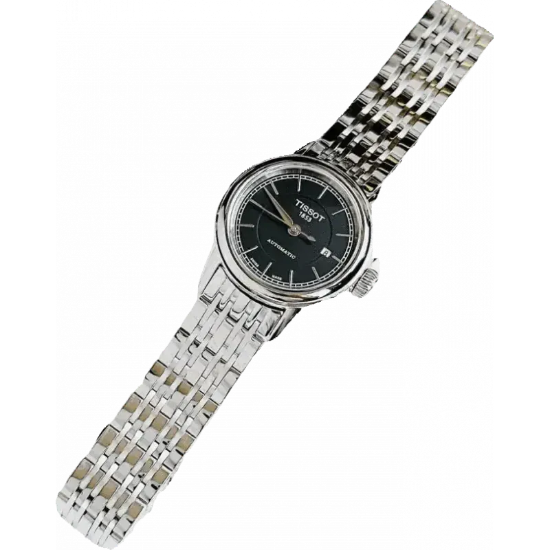 Tissot Carson Automatic Black Dial Silver Steel Strap Watch For Women - T085.207.11.051.00