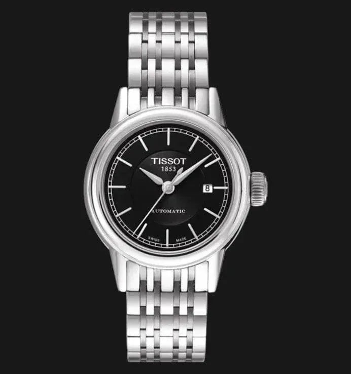 Tissot Carson Automatic Black Dial Silver Steel Strap Watch For Women - T085.207.11.051.00