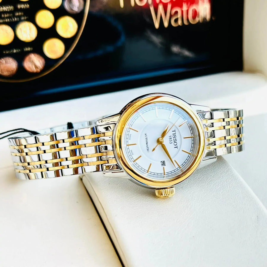 Tissot Carson Automatic Silver Dial Two Tone Steel Strap Watch For Women - T085.207.22.011.00