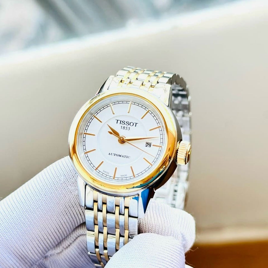 Tissot Carson Automatic Silver Dial Two Tone Steel Strap Watch For Women - T085.207.22.011.00