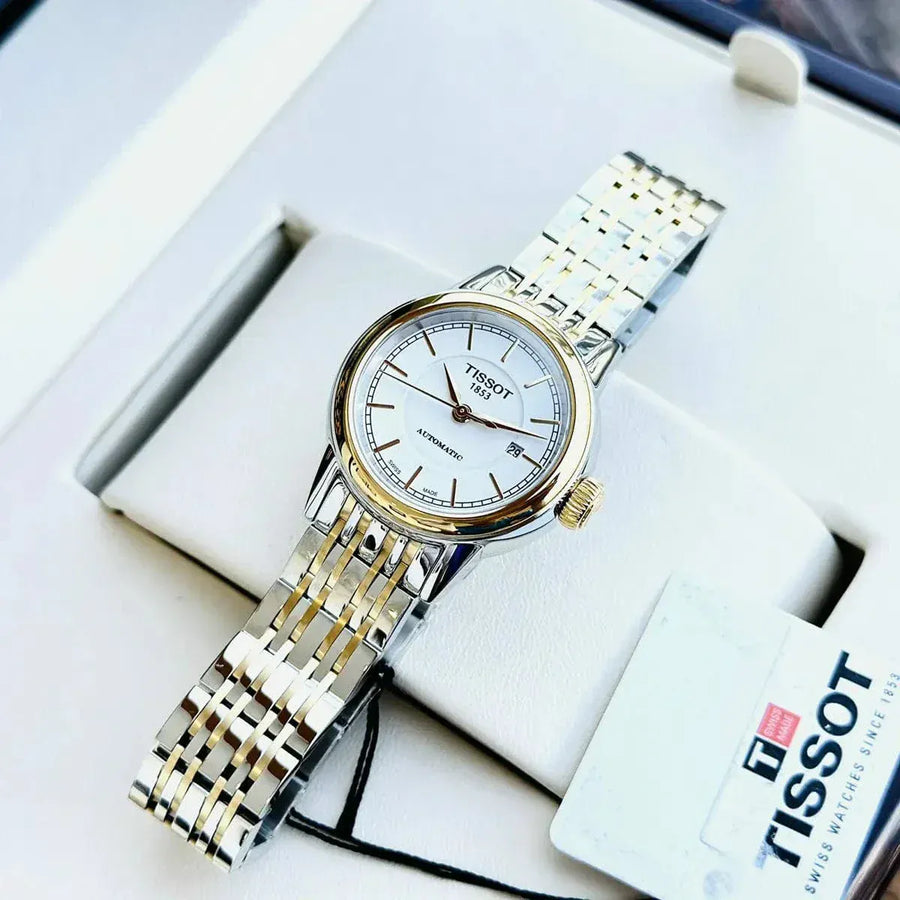 Tissot Carson Automatic Silver Dial Two Tone Steel Strap Watch For Women - T085.207.22.011.00