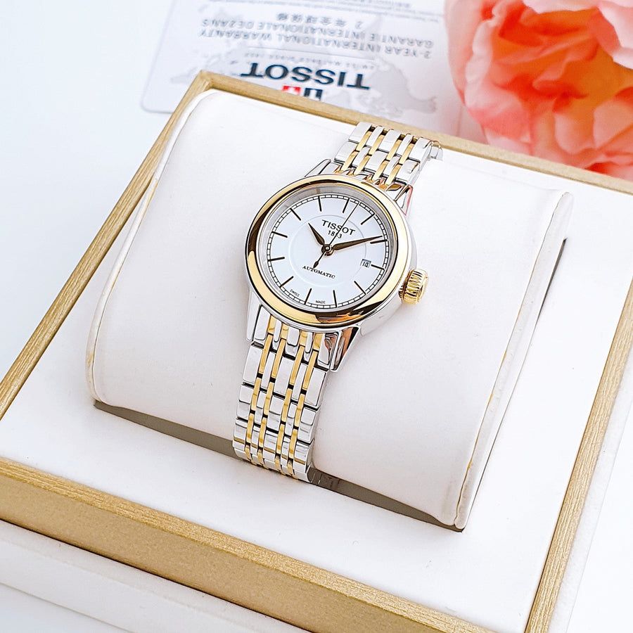 Tissot Carson Automatic Silver Dial Two Tone Steel Strap Watch For Women - T085.207.22.011.00