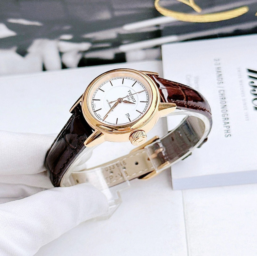 Tissot Carson Automatic White Dial Brown Leather Strap Watch For Women - T085.207.36.011.00