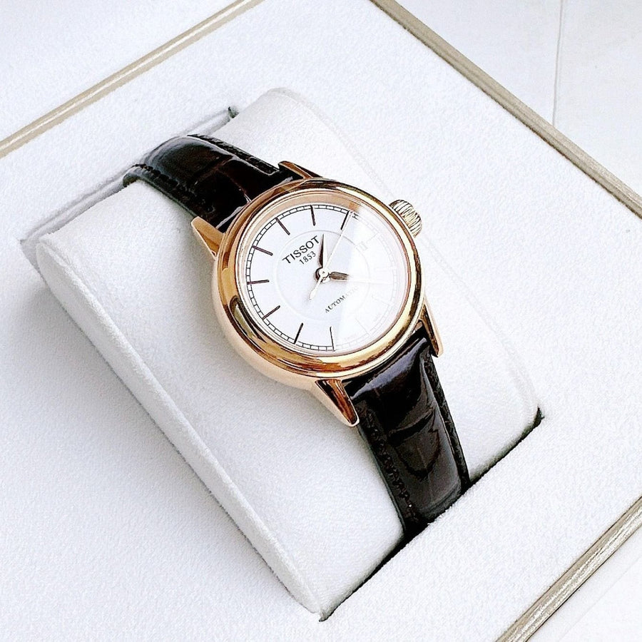 Tissot Carson Automatic White Dial Brown Leather Strap Watch For Women - T085.207.36.011.00