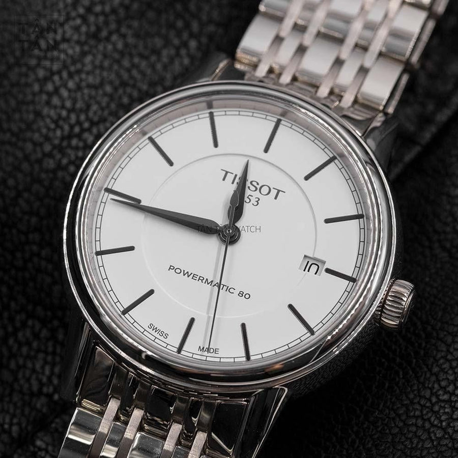 Tissot Carson Powermatic 80 Silver Dial Silver Steel Strap Watch For Men - T085.407.11.011.00