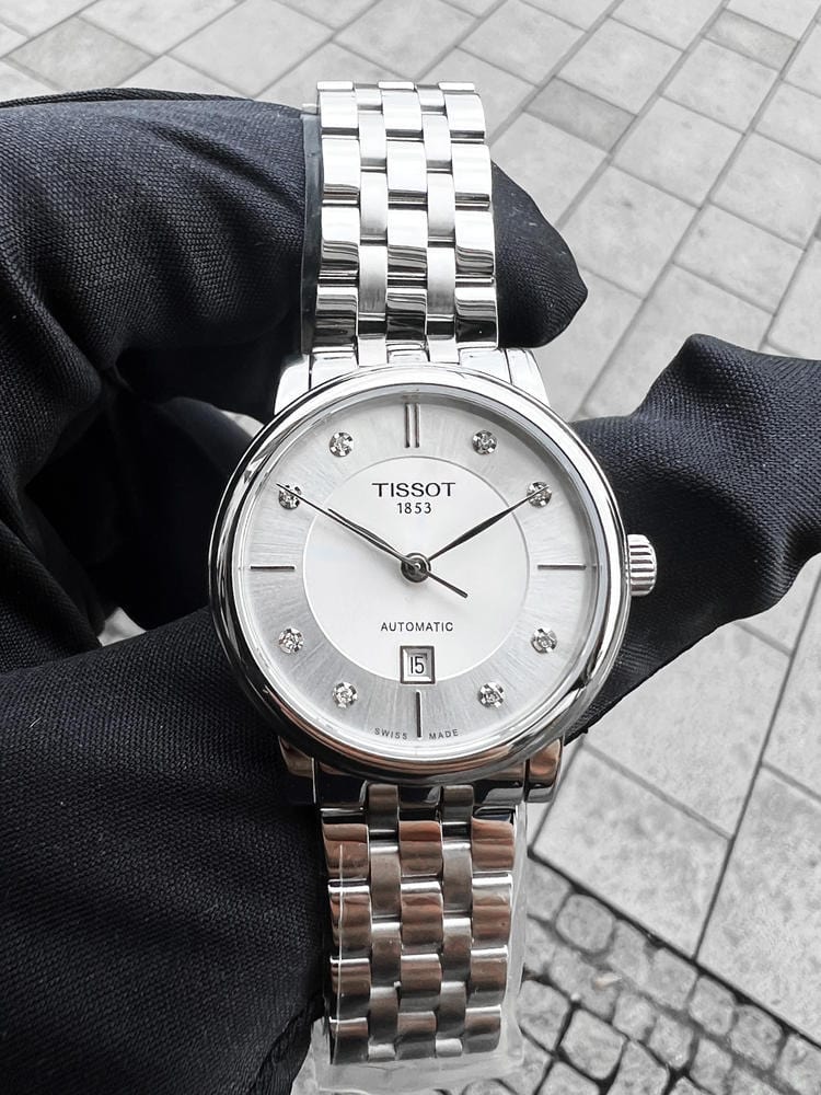 Tissot Carson Premium Automatic Lady Diamonds Silver Dial Silver Steel Strap Watch for Women - T122.207.11.036.00