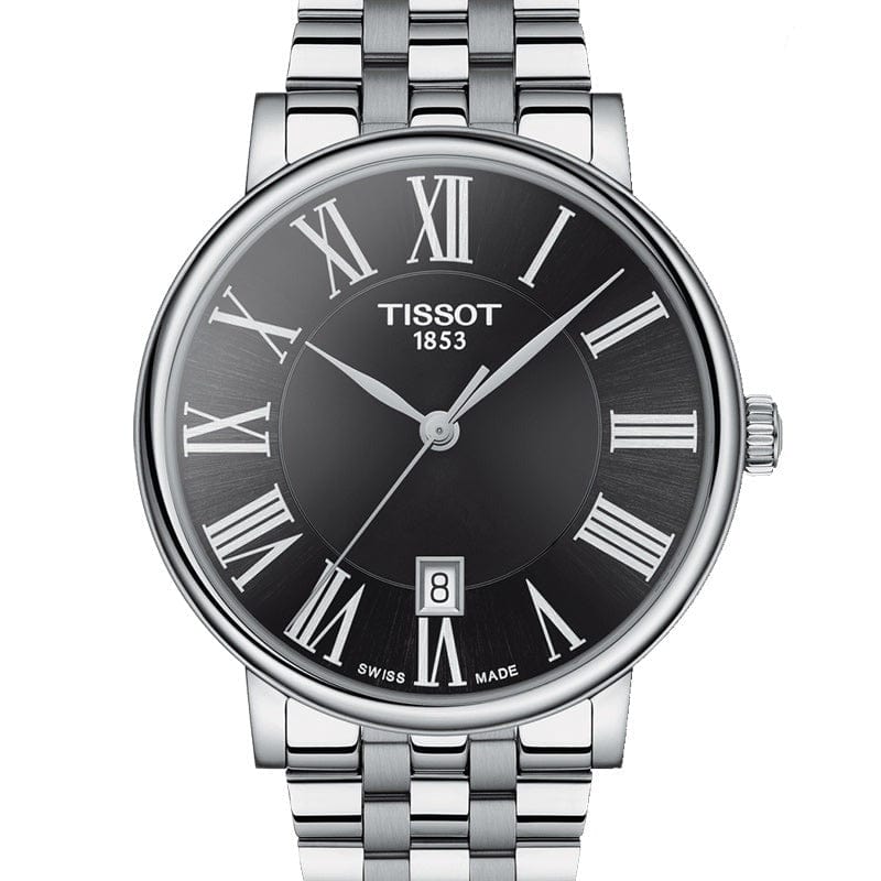 Tissot Carson Premium Black Dial Silver Steel Strap Watch For Men - T122.410.11.053.00