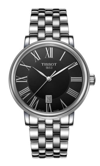 Tissot Carson Premium Black Dial Silver Steel Strap Watch For Men - T122.410.11.053.00