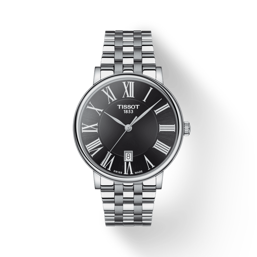 Tissot Carson Premium Black Dial Silver Steel Strap Watch For Men - T122.410.11.053.00