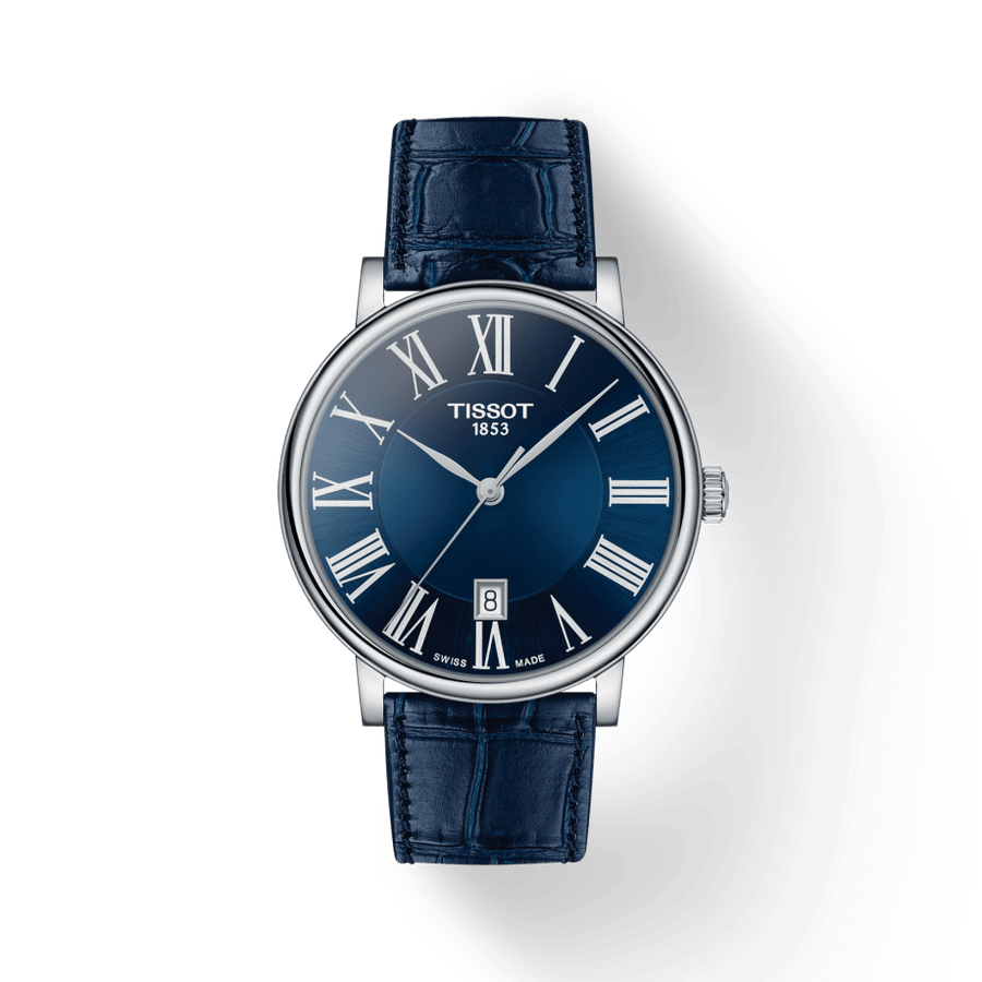 Tissot Carson Premium Blue Dial Blue Leather Strap Watch For Men - T122.410.16.043.00