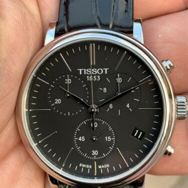 Tissot Carson Premium Chronograph Black Dial Black Leather Strap Watch For Men - T122.417.16.051.00