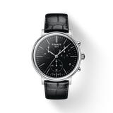 Tissot Carson Premium Chronograph Black Dial Black Leather Strap Watch For Men - T122.417.16.051.00