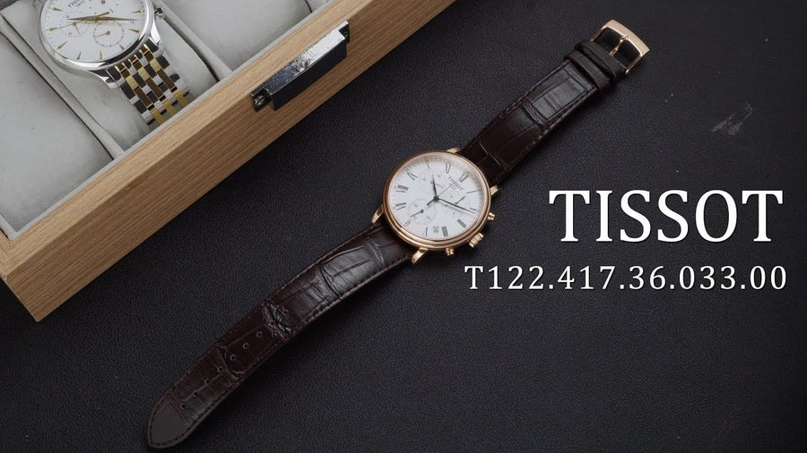 Tissot Carson Premium Chronograph Silver Dial Brown Leather Strap Watch For Men - T122.417.36.033.00