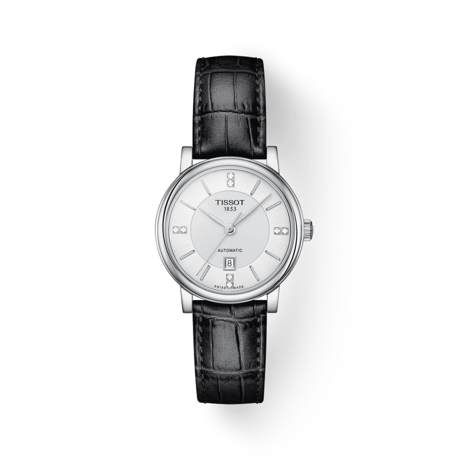 Tissot Carson Premium Lady Born to Be Brace Special Edition Silver Dial Black Leather Strap Watch for Women - T122.207.16.036.00