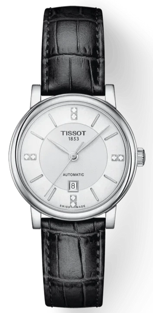 Tissot Carson Premium Lady Born to Be Brace Special Edition Silver Dial Black Leather Strap Watch for Women - T122.207.16.036.00