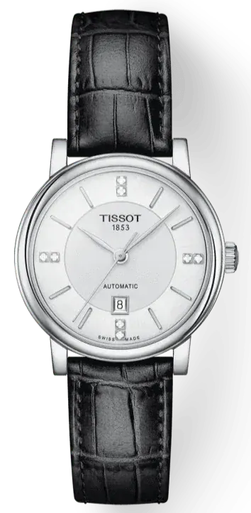 Tissot Carson Premium Lady Born to Be Brace Special Edition Silver Dial Black Leather Strap Watch for Women - T122.207.16.036.00
