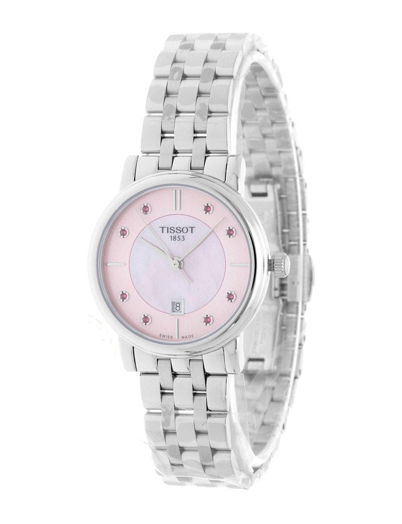 Tissot Carson Premium Lady Mother of Pearl Pink Dial Silver Steel Strap Watch For Women - T122.210.11.159.00