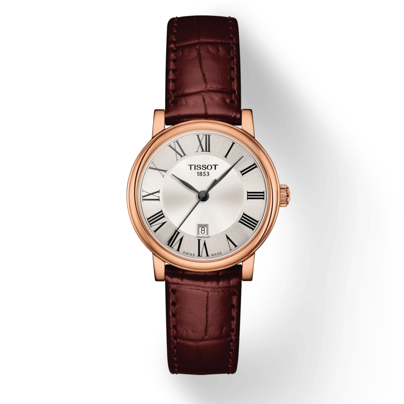 Tissot Carson Premium Lady Silver Dial Brown Leather Strap Watch For Women - T122.210.36.033.00