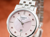 Tissot Carson Premium Lady Pink Mother of Pearl Dial Silver Steel Strap Watch For Women - T122.210.11.159.00