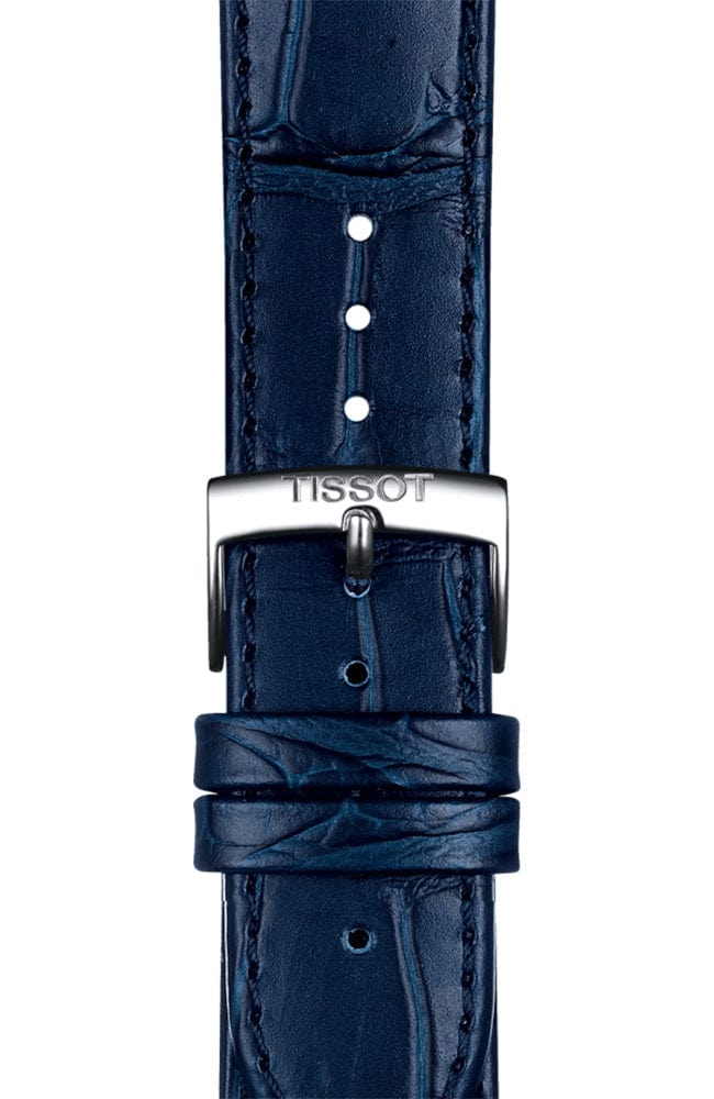 Tissot Carson Premium Powermatic 80 Blue Dial Blue Leather Strap Watch For Men - T122.407.16.043.00