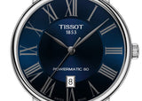 Tissot Carson Premium Powermatic 80 Blue Dial Blue Leather Strap Watch For Men - T122.407.16.043.00