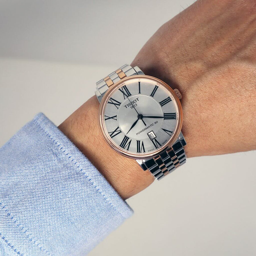Tissot Carson Premium Powermatic 80 Silver Dial Two Tone Steel Strap Watch For Men - T122.407.22.033.00
