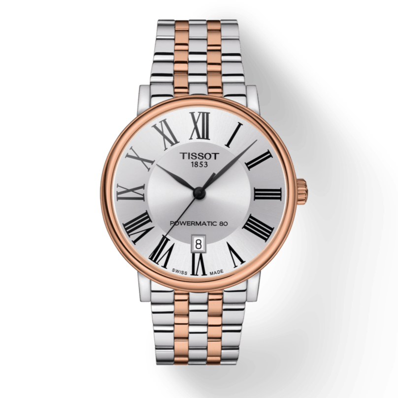 Tissot Carson Premium Powermatic 80 Silver Dial Two Tone Steel Strap Watch For Men - T122.407.22.033.00