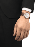 Tissot Carson Premium Powermatic 80 White Dial Brown Leather Strap Watch For Men - T122.407.36.031.00